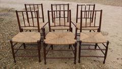 Set of 6 Antique Rush Seated Spindle Back Yew-wood Antique Dining Chairs1.jpg